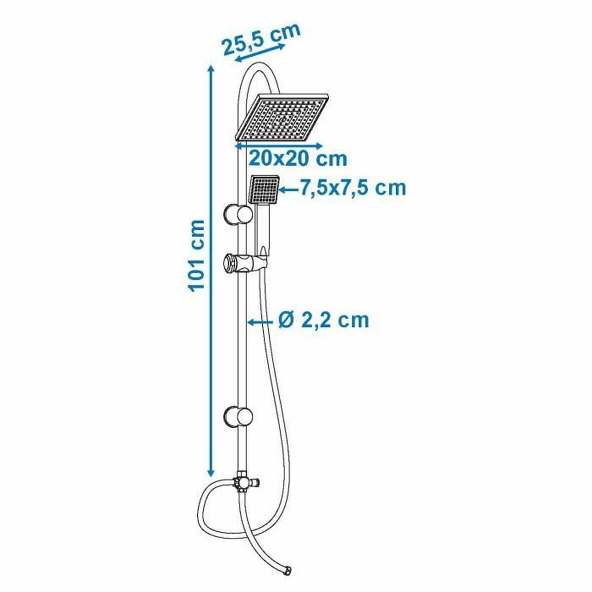 Duschpelare Rousseau Soto Grå Chrome Metall 22 mm 73 x 73 mm - 2
