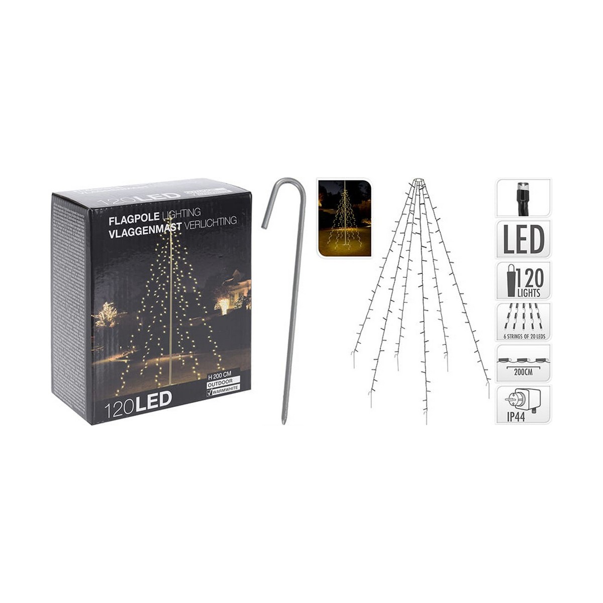 Gardinbelysning med LED Svart Varmvit - 4