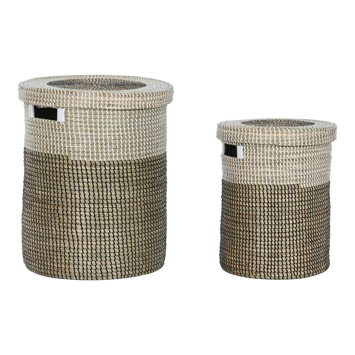 Korg - set Home ESPRIT Vit Svart Naturell Sjögräs (2 Delar)