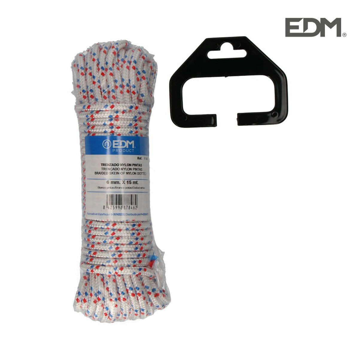 Flätat rep EDM 87846 Trefärgad Nylon 15 m