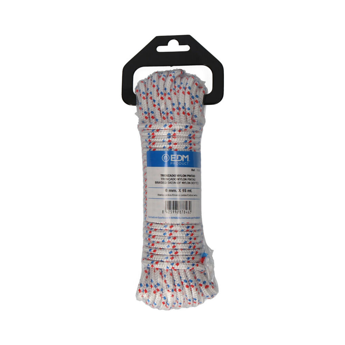 Flätat rep EDM 87846 Trefärgad Nylon 15 m - 6