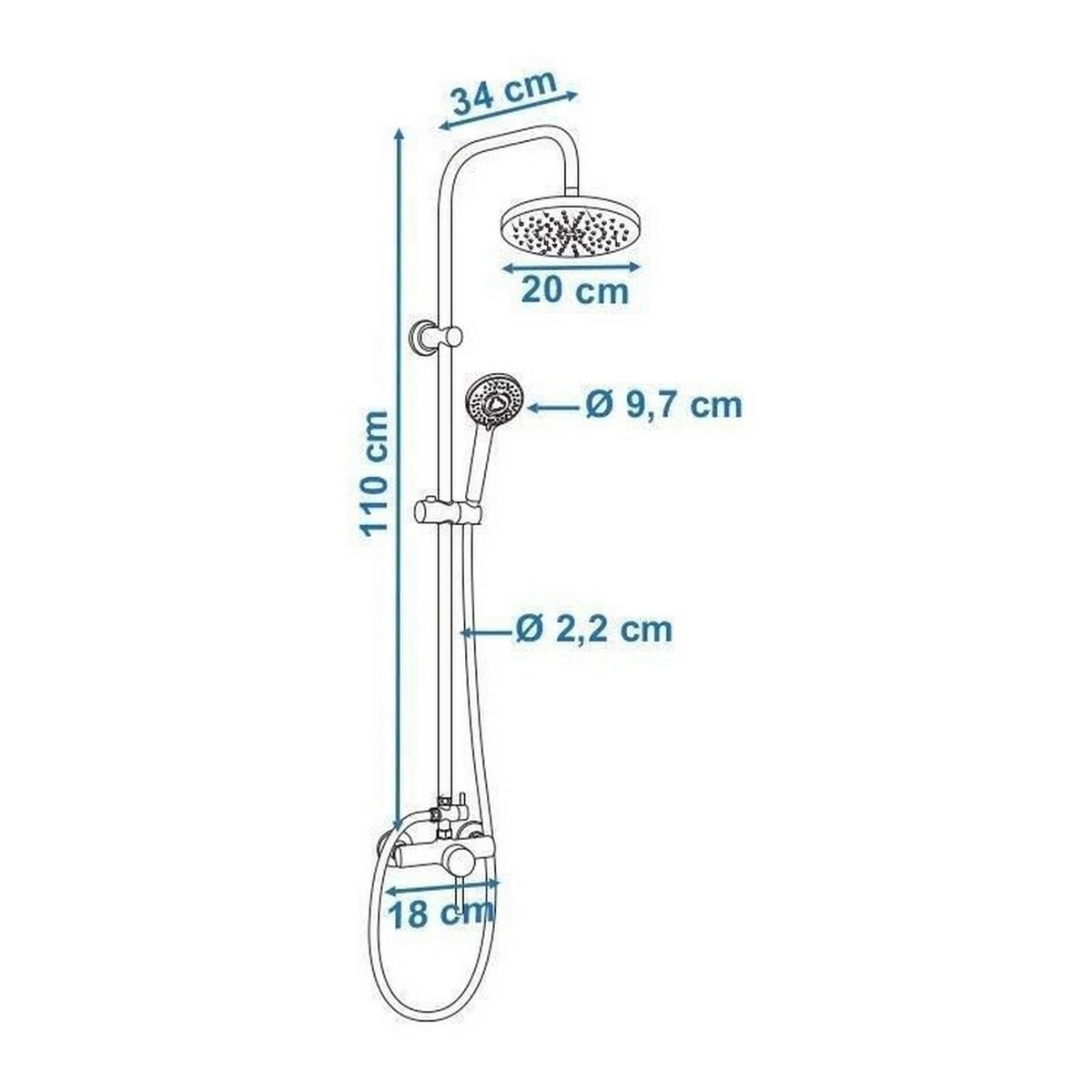 Duschpelare Rousseau Rostfritt stål ABS - 4