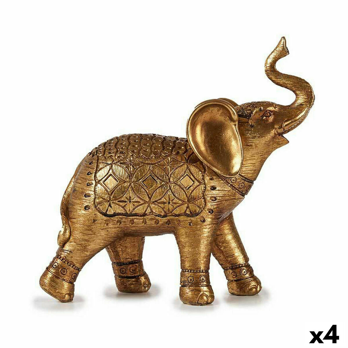 Prydnadsfigur Elefant Gyllene 27,5 x 27 x 11 cm (4 antal)