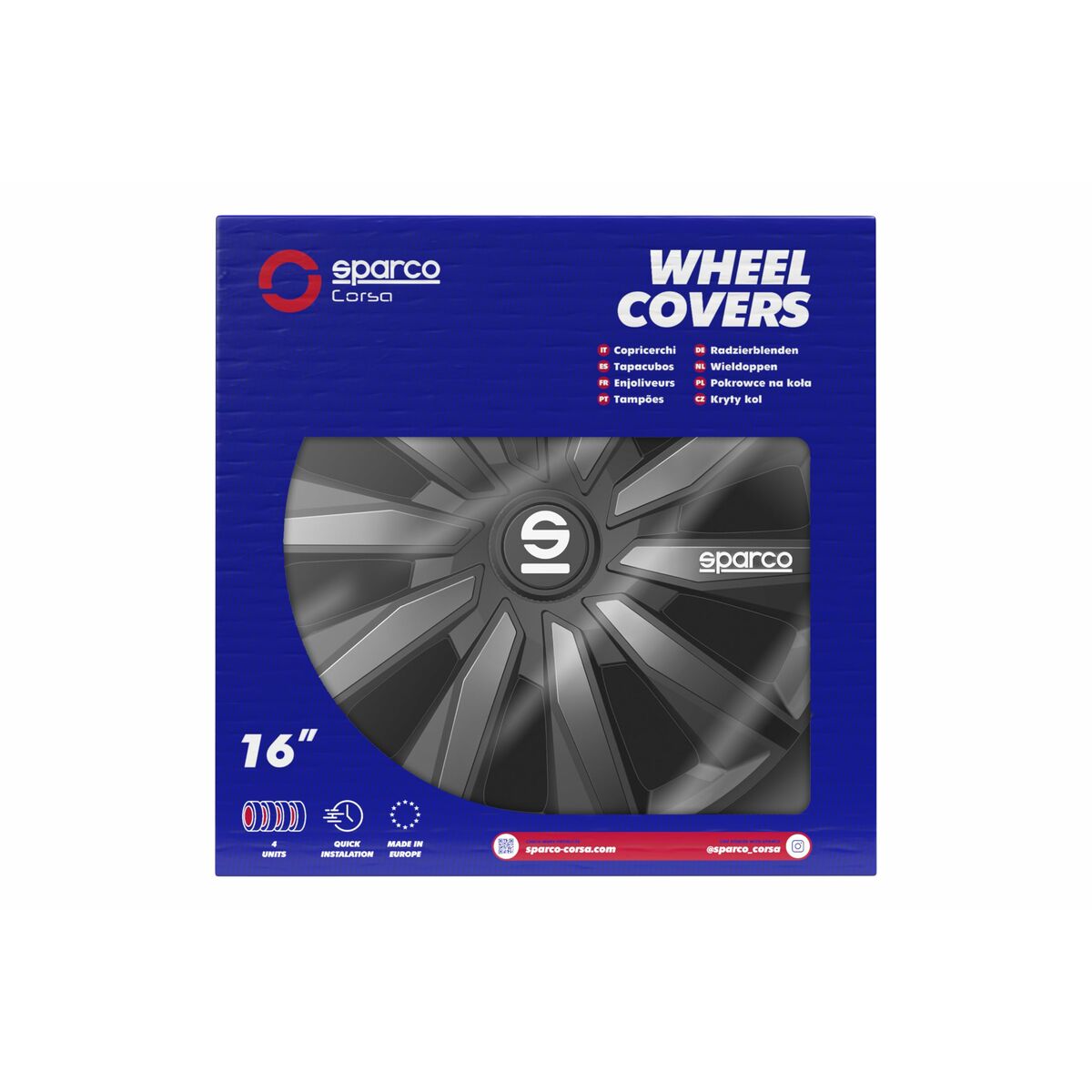 Navkapsel Sparco Milano Svart/Grå 16" 4 antal - 5