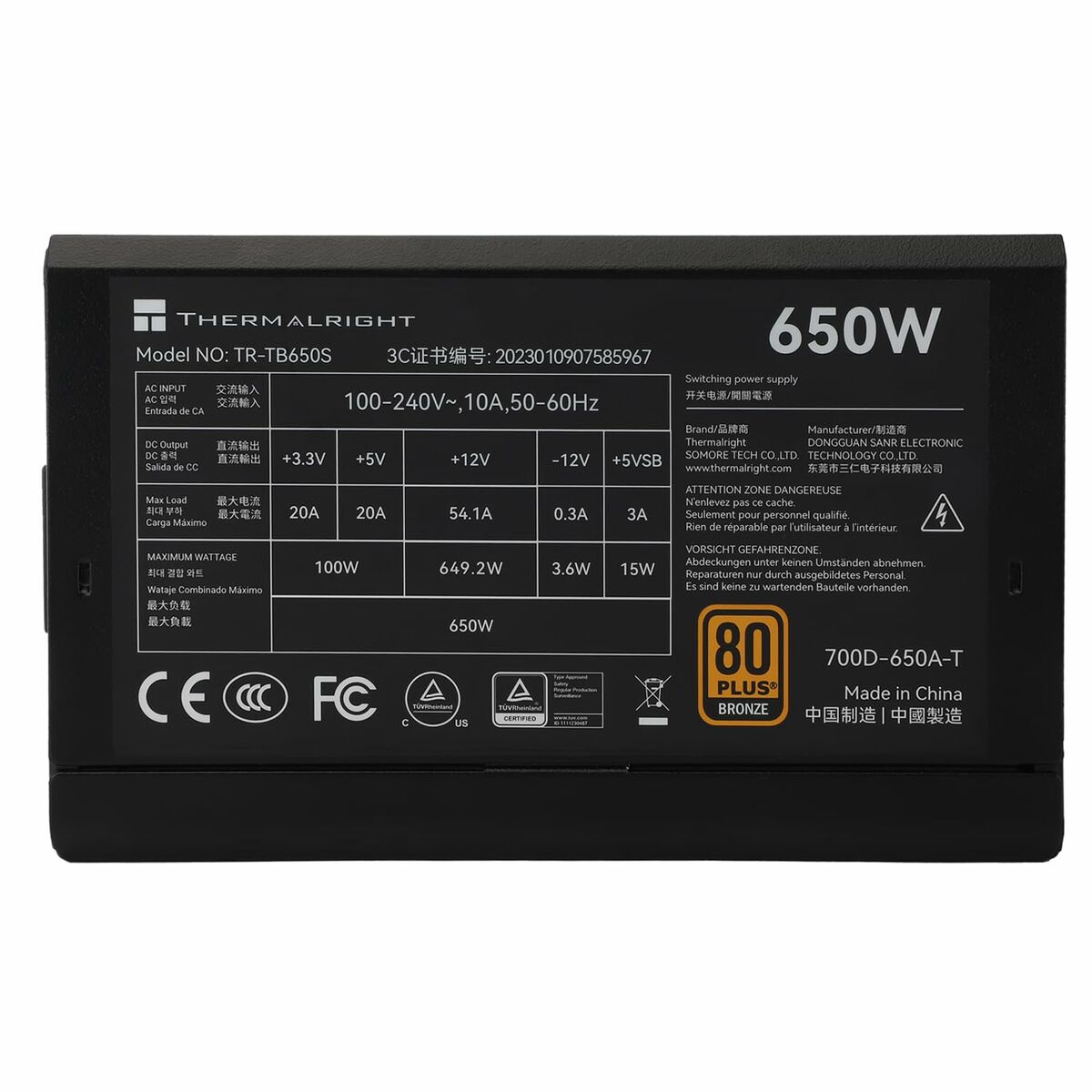 Strömtillförsel Thermalright TB650S ATX 650 W 80 Plus Bronze - 3