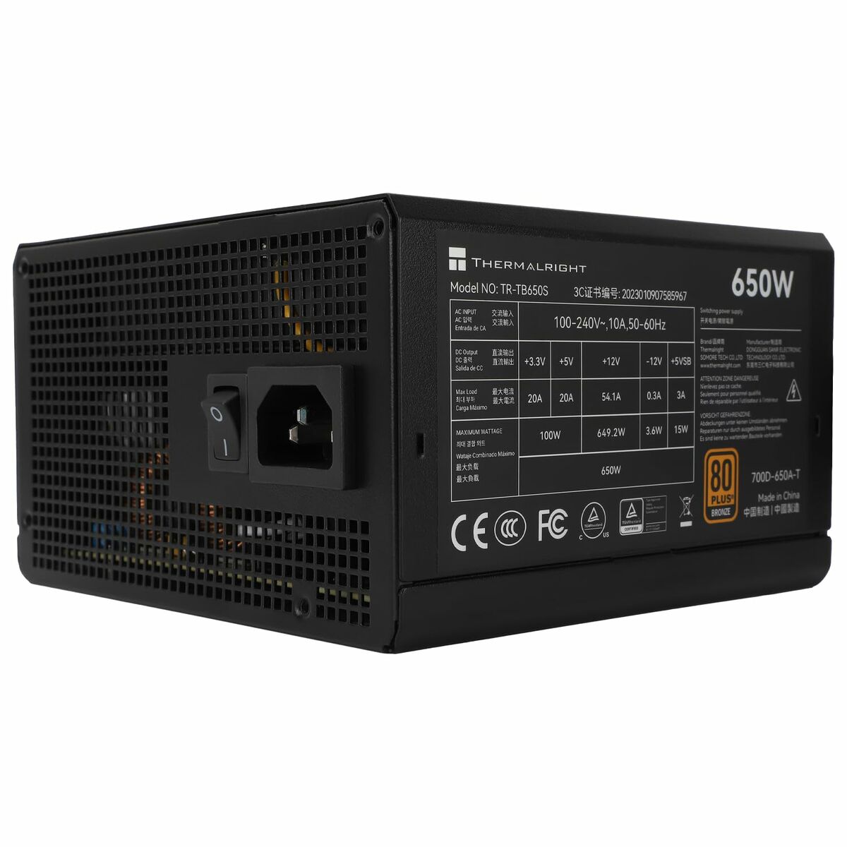 Strömtillförsel Thermalright TB650S ATX 650 W 80 Plus Bronze