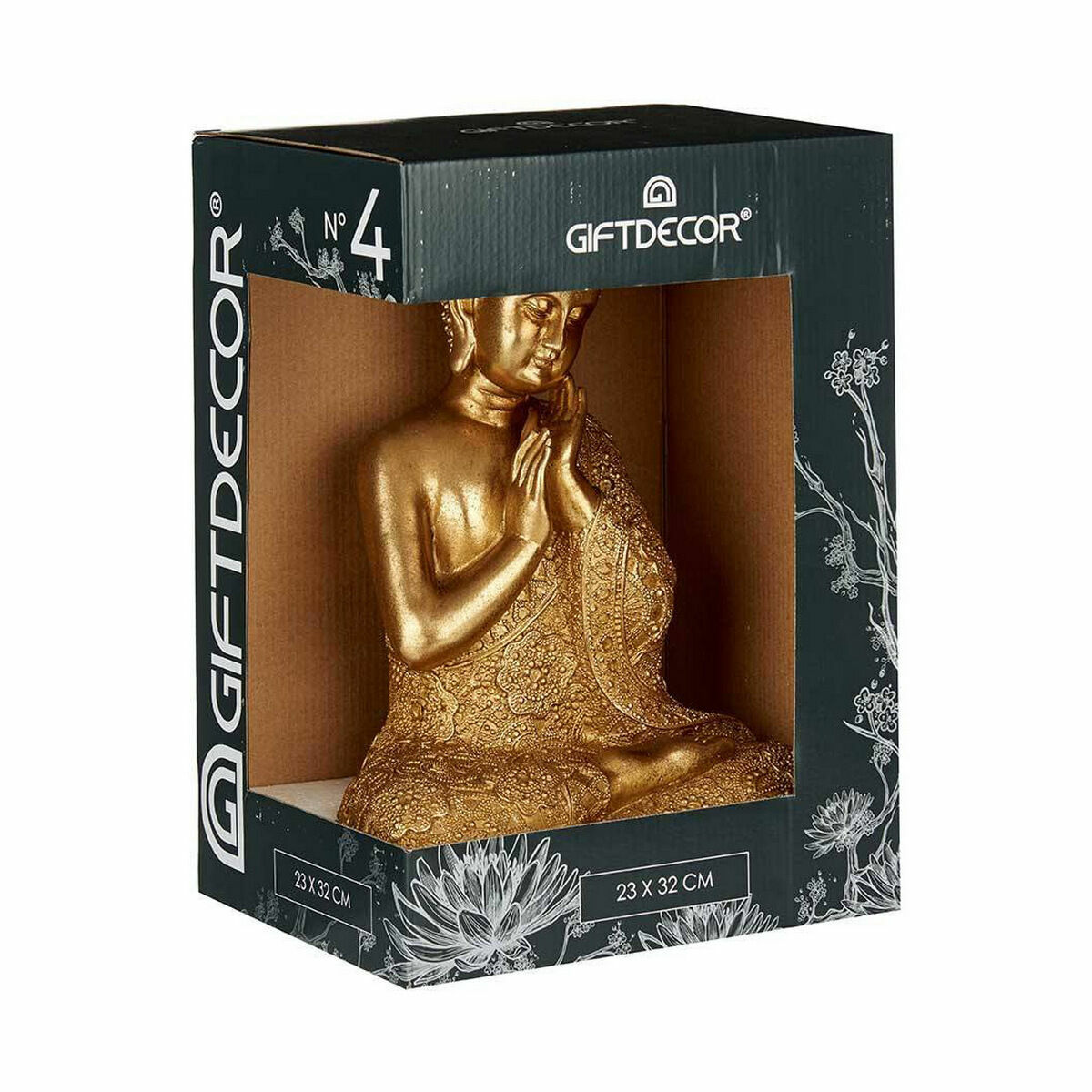 Prydnadsfigur Buddha Sittande Gyllene 17 x 33 x 23 cm (4 antal) - 2