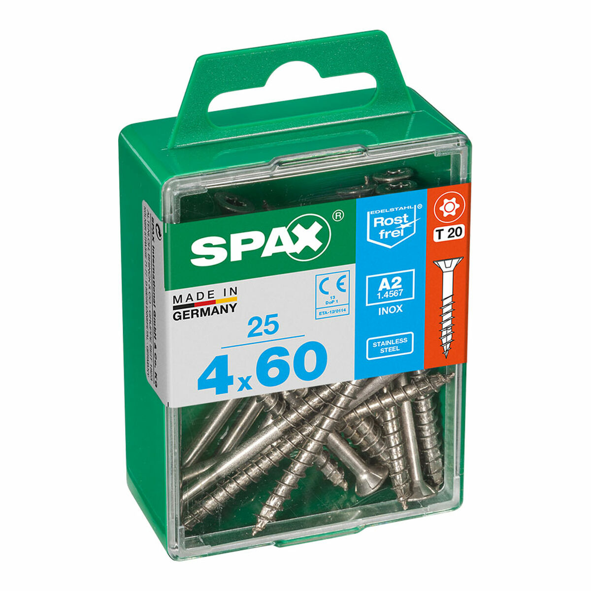 Låda med skruvar SPAX 4197000400602 Träskruv Platt huvud (4 x 60 mm) (4,0 x 60 mm) - 2
