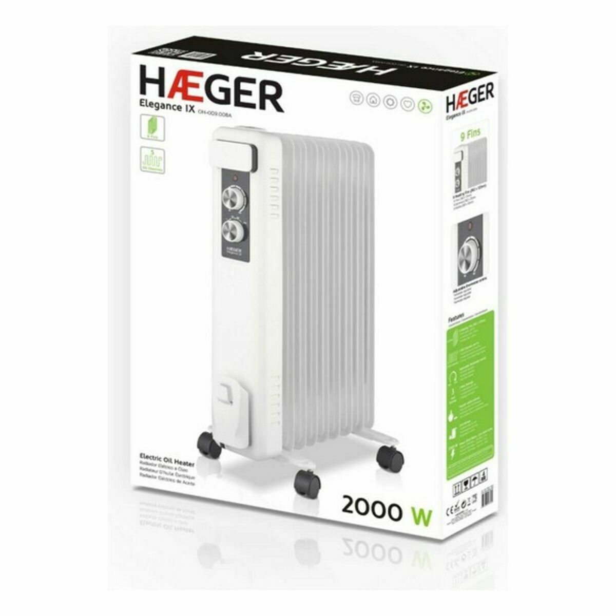 Oljeelement (9 ribbor) Haeger OH-009.008A 2000 W Vit - 3