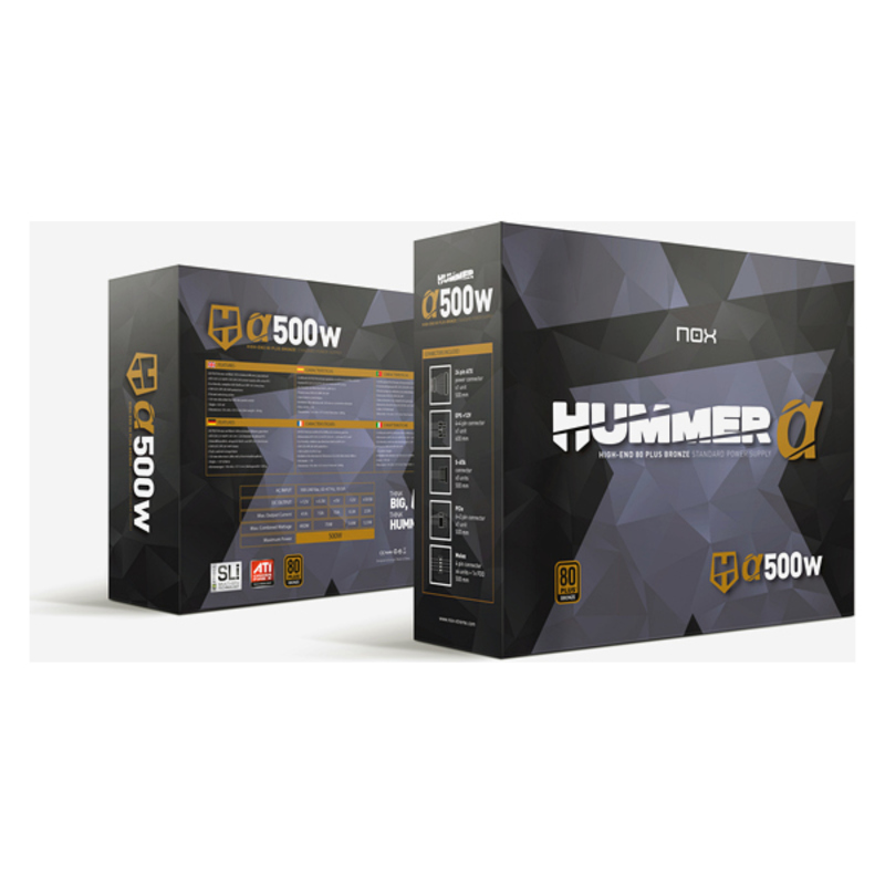 Strömtillförsel Nox-Xtreme Hummer Alpha 500 W ATX 80 Plus Bronze RoHS CE - 2