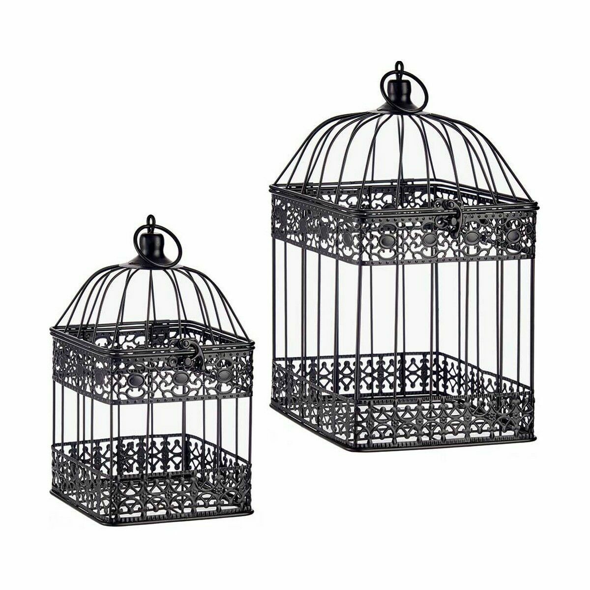 Dekorativ bur Gift Decor Svart 18 x 35 x 18 cm 14 x 14 x 29 cm Set (4 antal) - 4