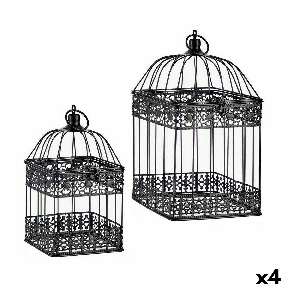 Dekorativ bur Gift Decor Svart 18 x 35 x 18 cm 14 x 14 x 29 cm Set (4 antal) - 3
