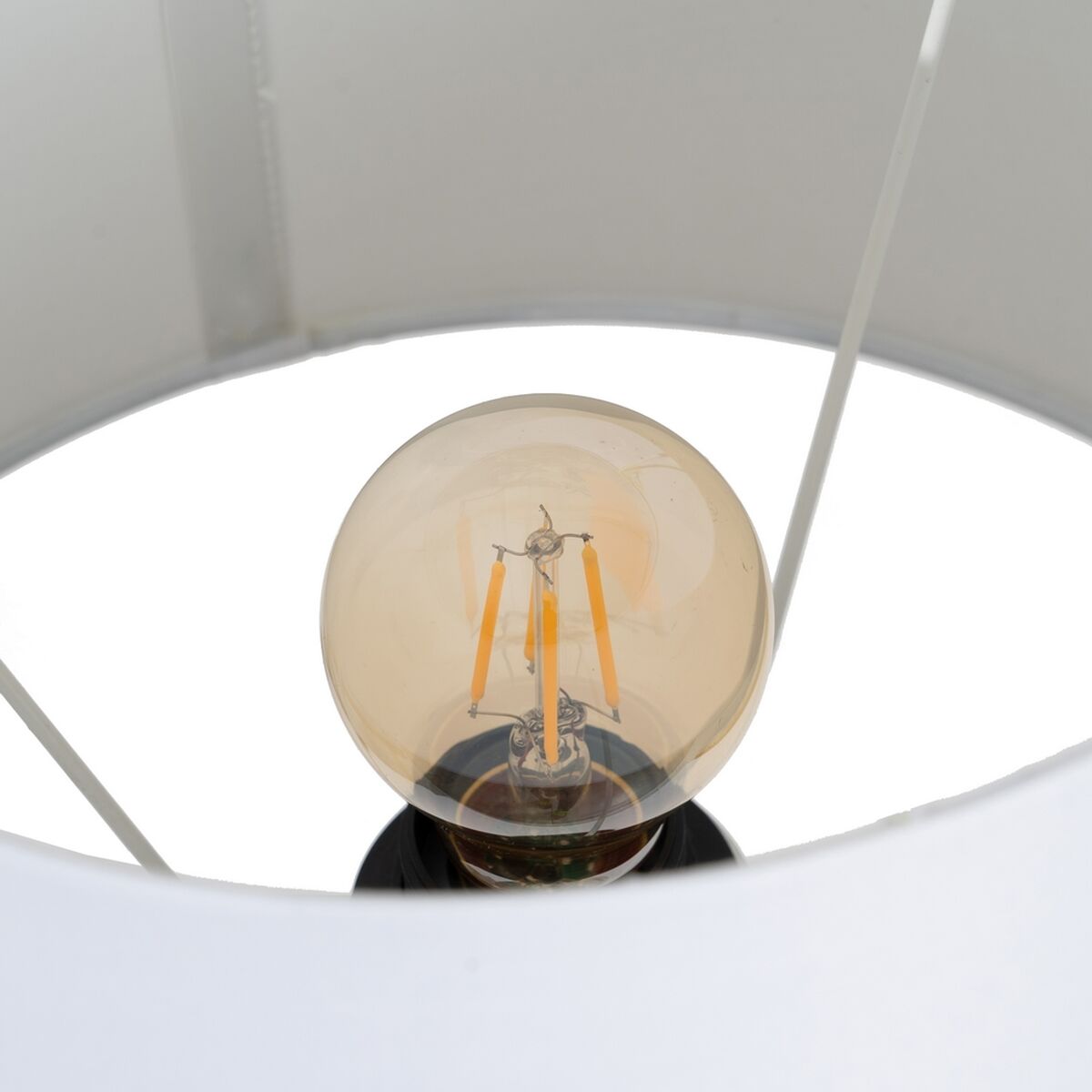 Bordslampa Vit Svart Beige Järn Tyg 40 W 30 x 30 x 60 cm - 5