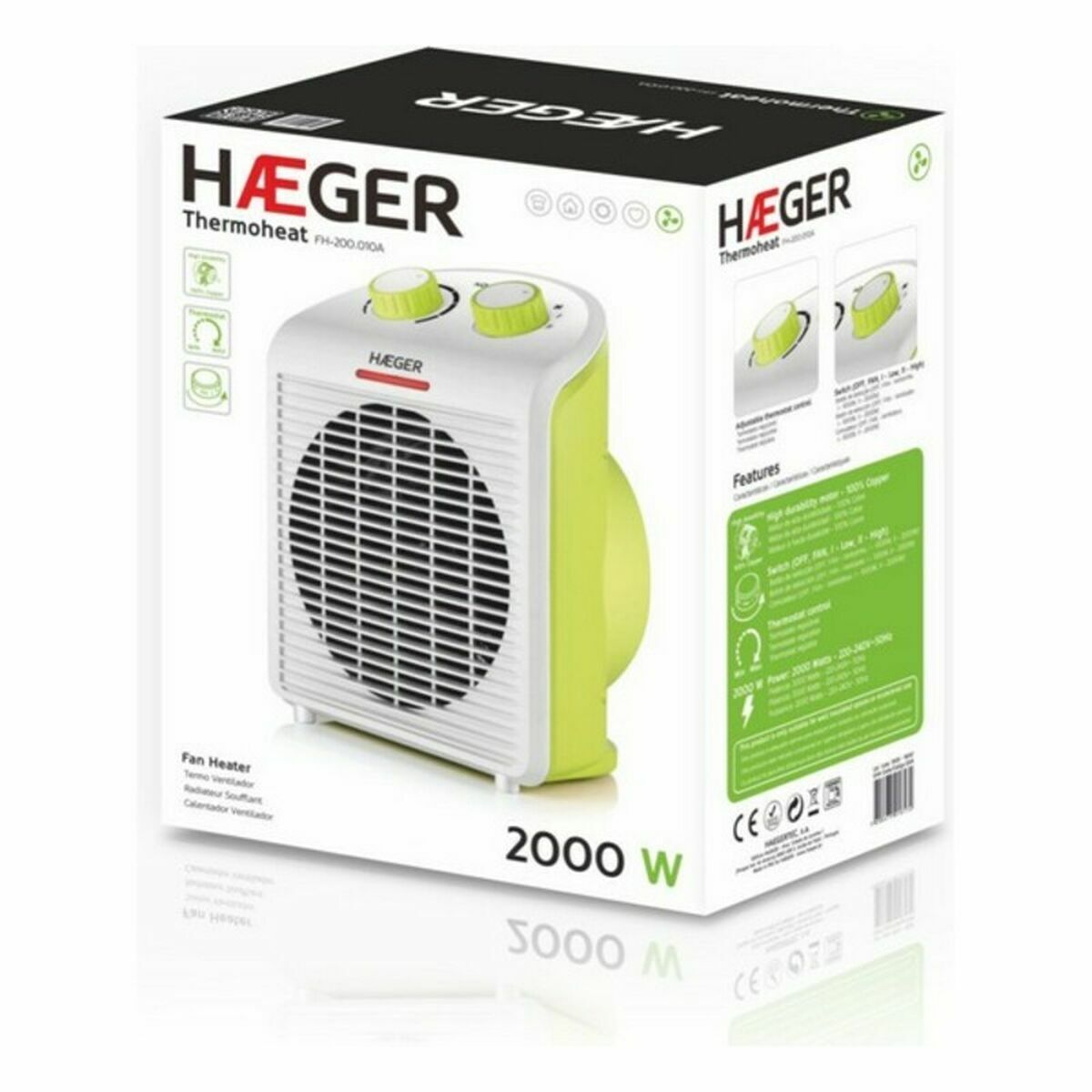 Värmeelement Haeger FH-200.010A 2000 W Multicolour - 3