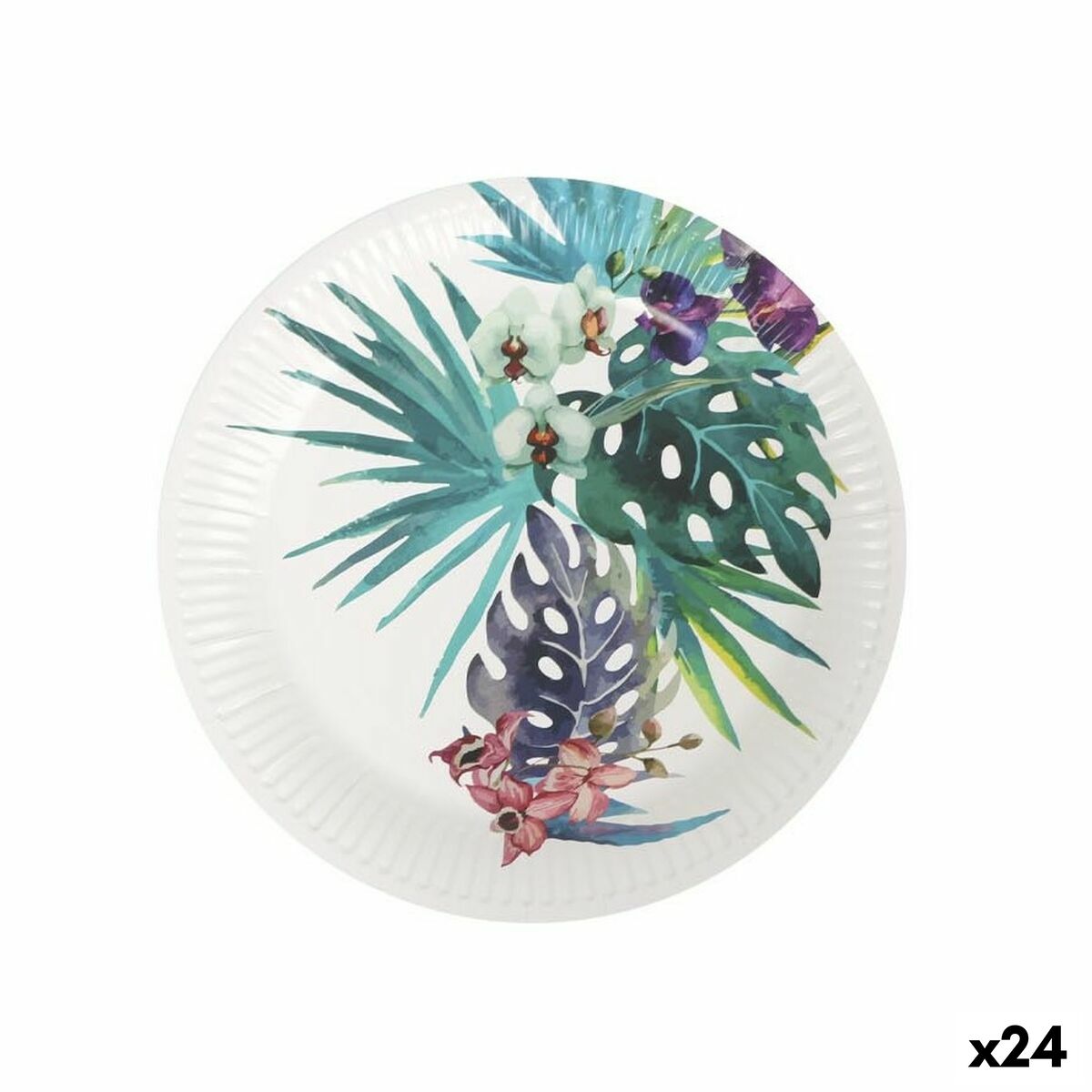 Tallriksset Algon Engångsanvändning Papp Tropiskt 8 Delar 23 cm (24 antal) - 3