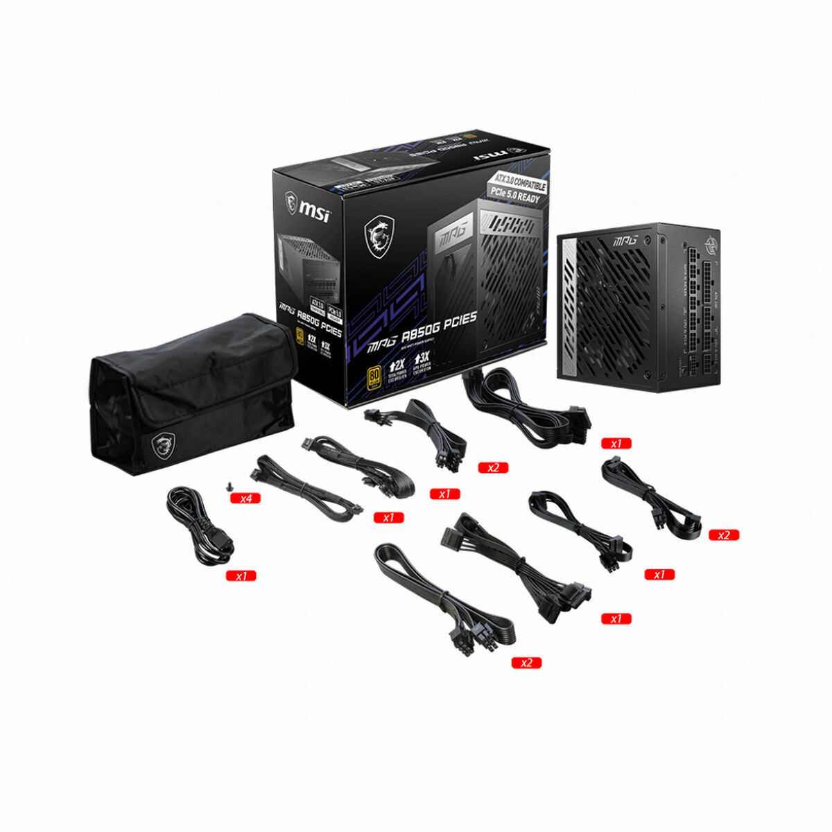 Strömtillförsel MSI MPG A850G PCIE5 850 W 80 Plus Gold - 4