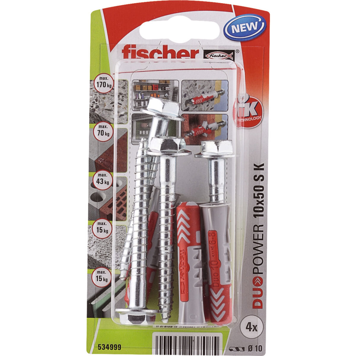 Låda med skruvar Fischer duopower 4 Delar 10 x 50 mm - 5