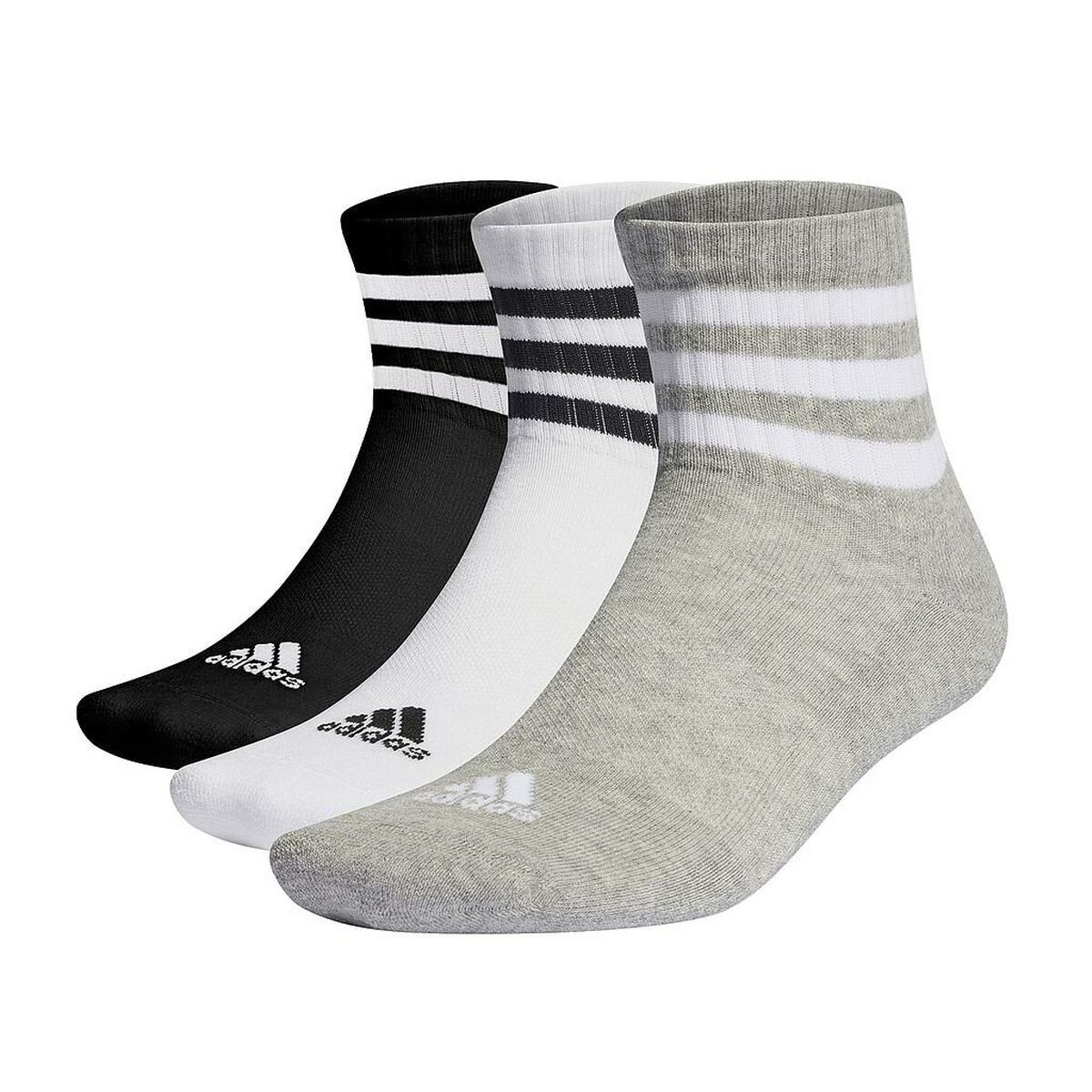 Sportstrumpor Adidas 3 STRIPES CUSHIONED MID CUT IC1318 Svart 3 par