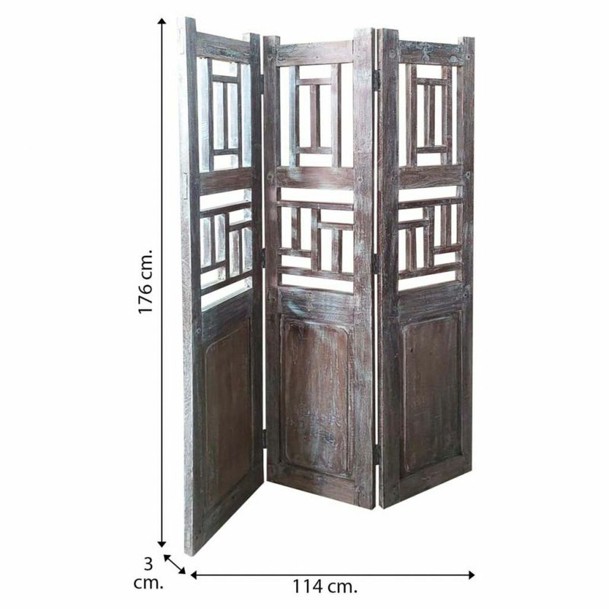 Skärm Alexandra House Living Brun Akaciaträ Mangoträ 3 x 176 x 114 cm Traditionell stil - 5