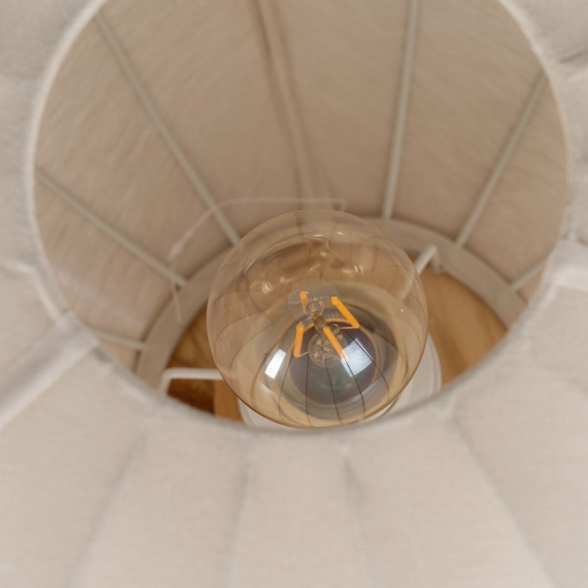 Bordslampa Beige Naturell Bomull Trä Metall 60 W 220-240 V 31,5 x 31,5 x 24,5 cm - 4