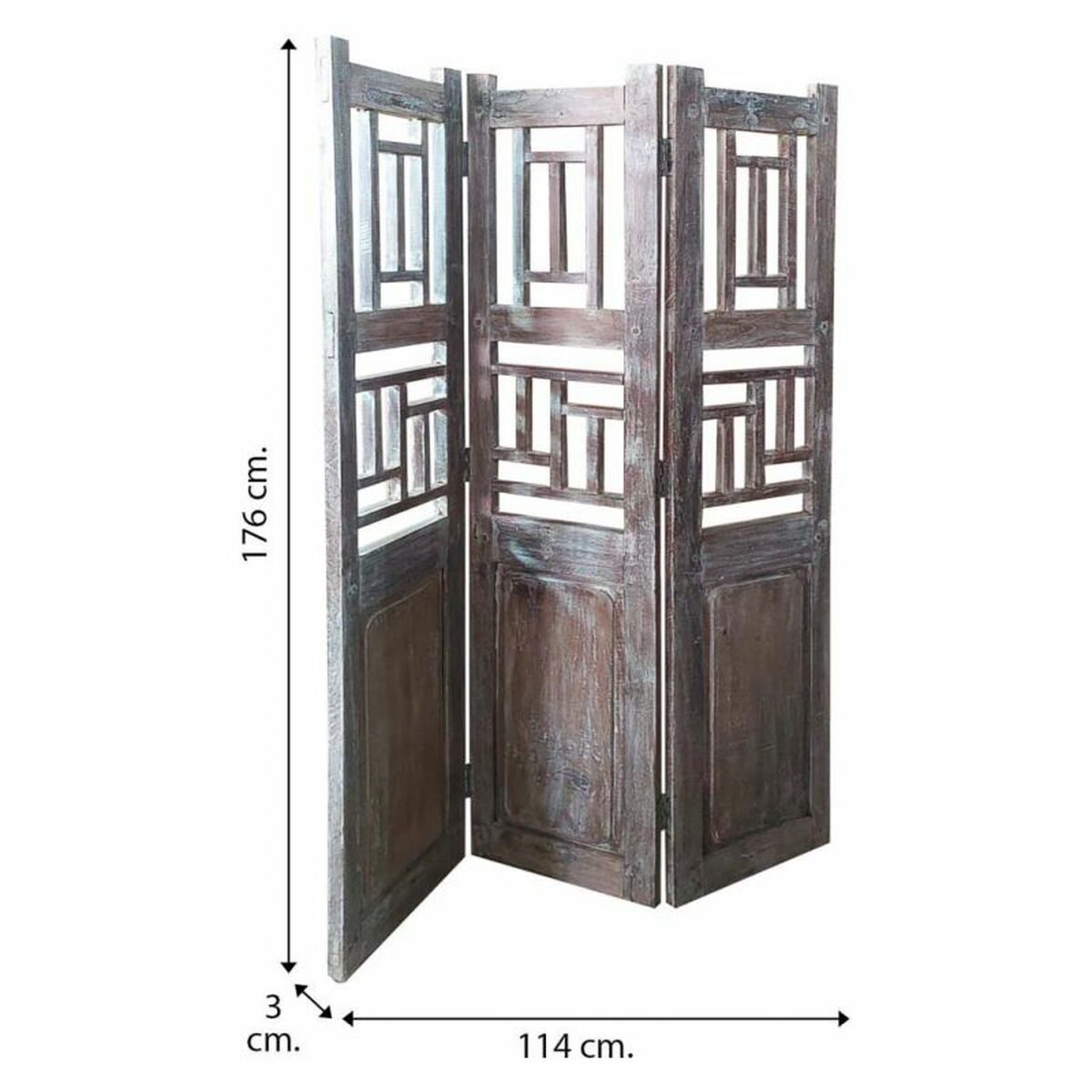 Skärm Alexandra House Living Brun Akaciaträ Mangoträ 3 x 176 x 114 cm Traditionell stil - 5