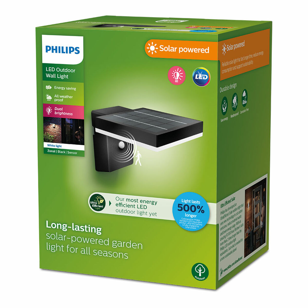 Vägglykta Philips 1,3 W 250 Lm Sol Fyrkantig (3000 K) - 4