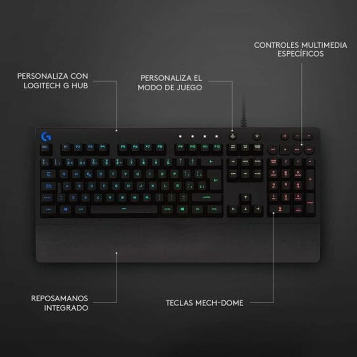Tangentbord Logitech G213 Prodigy Svart Qwerty US - 6
