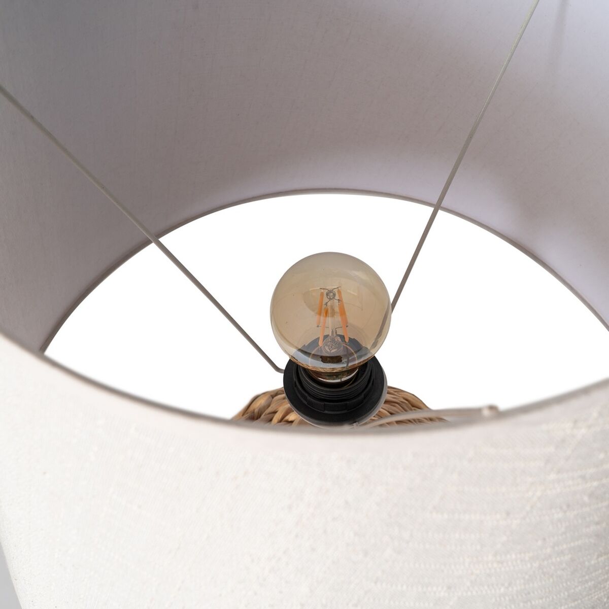 Bordslampa Kräm Naturell linne Järn Naturliga fibrer 60 W 220-240 V 40 x 40 x 69,5 cm - 5