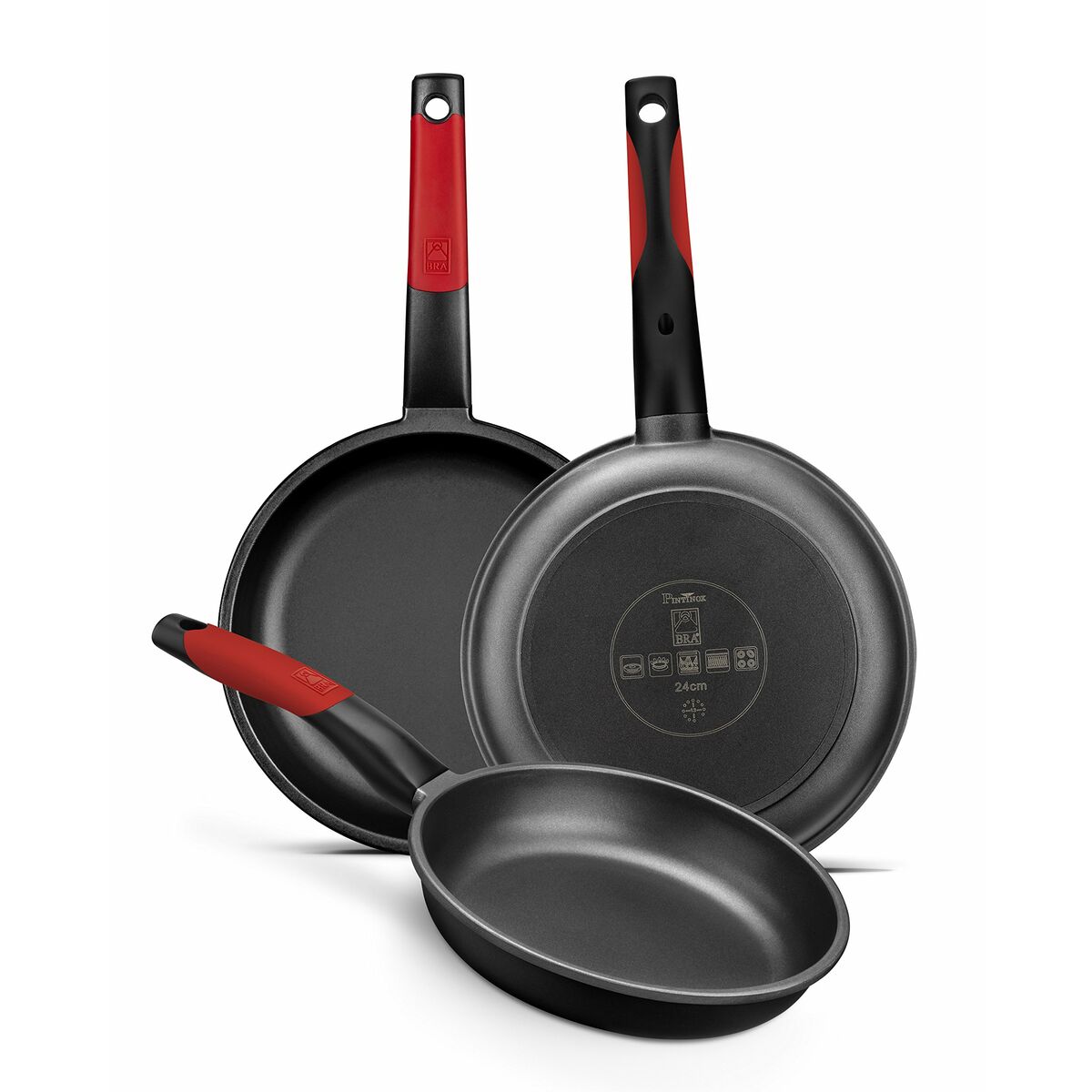 Non-stick-panna BRA A411224 Ø 24 cm Svart Röd Rostfritt stål Aluminium - 5