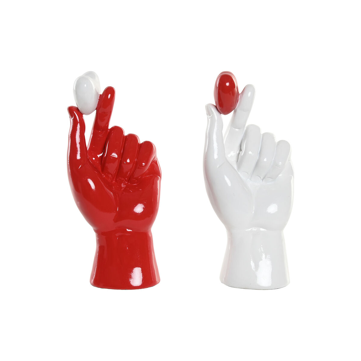 Prydnadsfigur Home ESPRIT Vit Röd Hand 12 x 8,5 x 26 cm (2 antal) - 2
