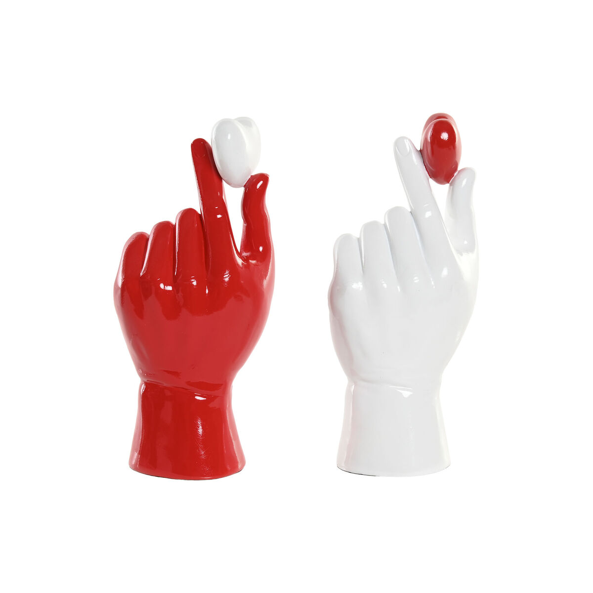 Prydnadsfigur Home ESPRIT Vit Röd Hand 12 x 8,5 x 26 cm (2 antal) - 3