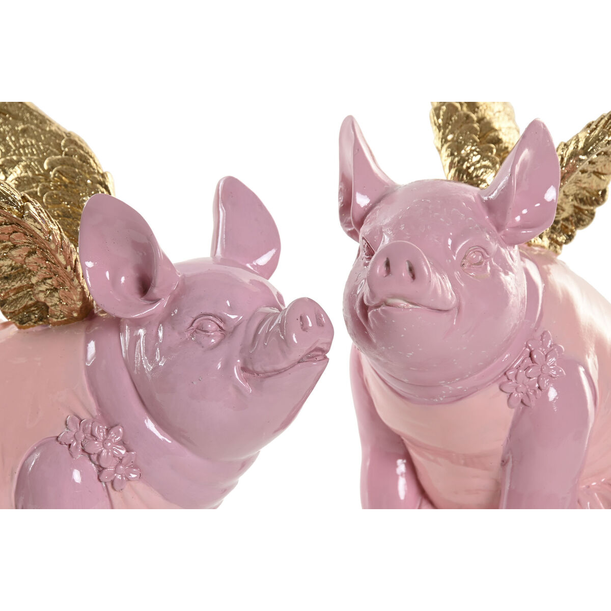 Prydnadsfigur Home ESPRIT Rosa Gris 19 x 11 x 17 cm (2 antal) - 2