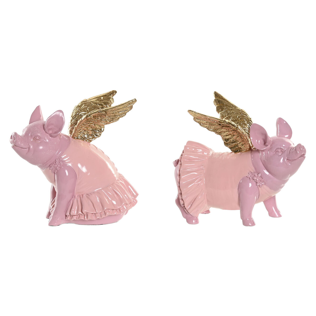 Prydnadsfigur Home ESPRIT Rosa Gris 19 x 11 x 17 cm (2 antal)