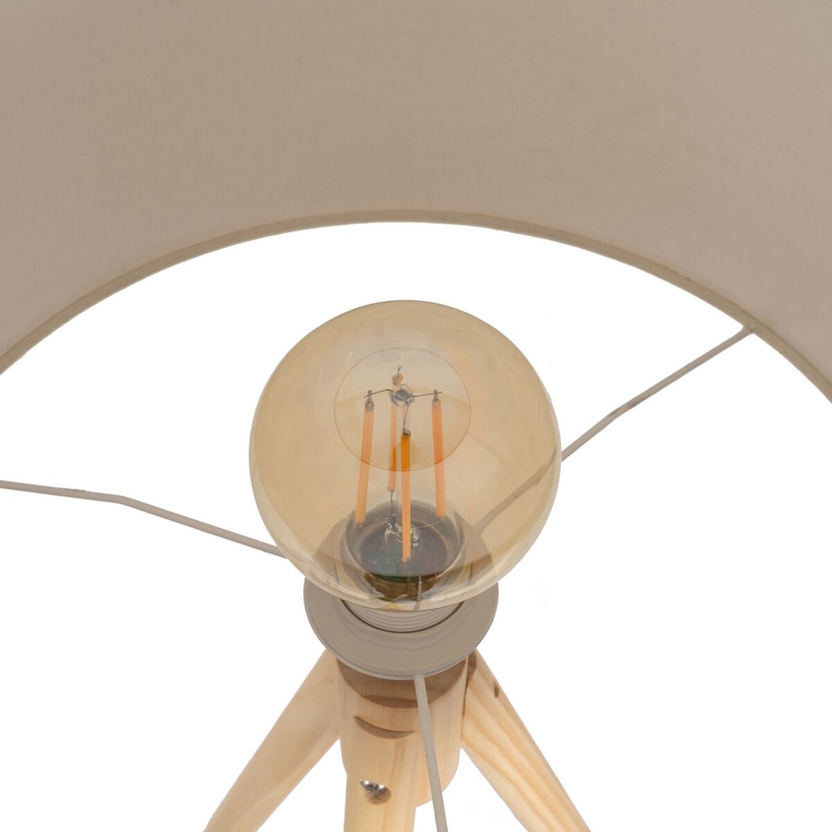 Golvlampa Svart Beige Trä Tyg 60 W 220-240 V 60 x 60 x 155 cm - 6