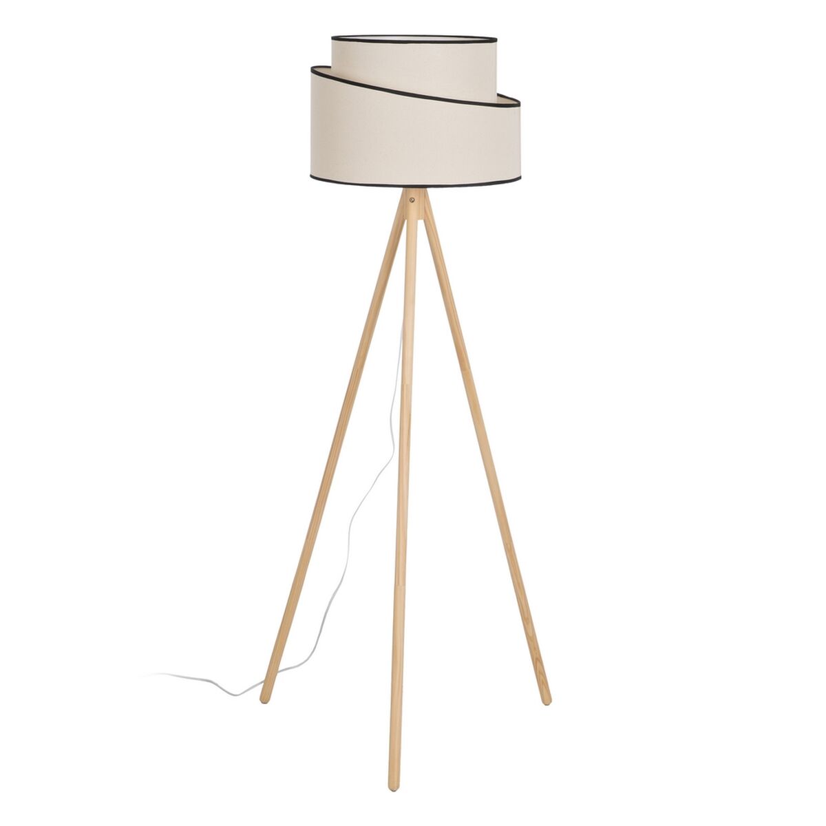 Golvlampa Svart Beige Trä Tyg 60 W 220-240 V 60 x 60 x 155 cm