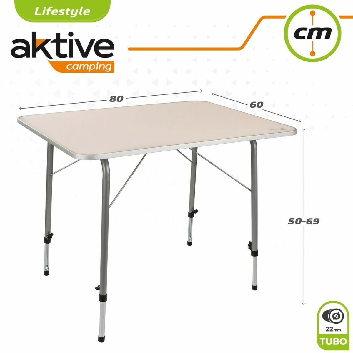 Bord Aktive 80 x 60 cm Vit Hopfällbar Camping - 6
