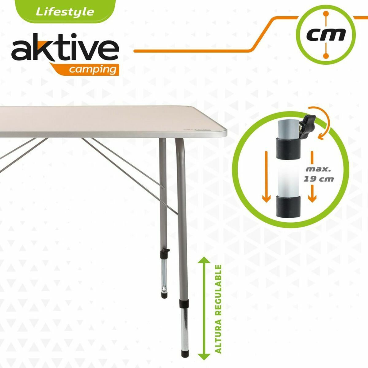 Bord Aktive 80 x 60 cm Vit Hopfällbar Camping - 3