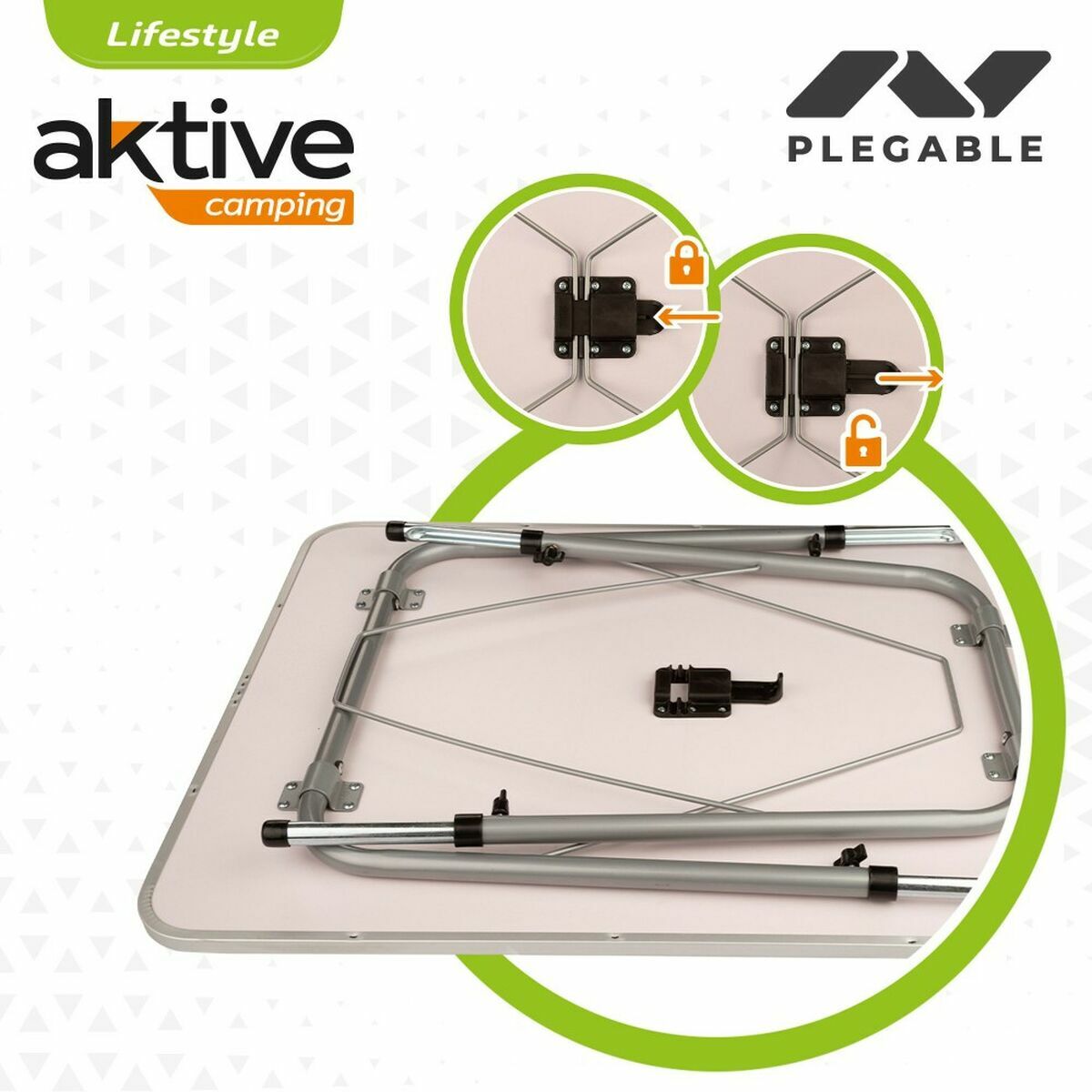 Bord Aktive 80 x 60 cm Vit Hopfällbar Camping - 4