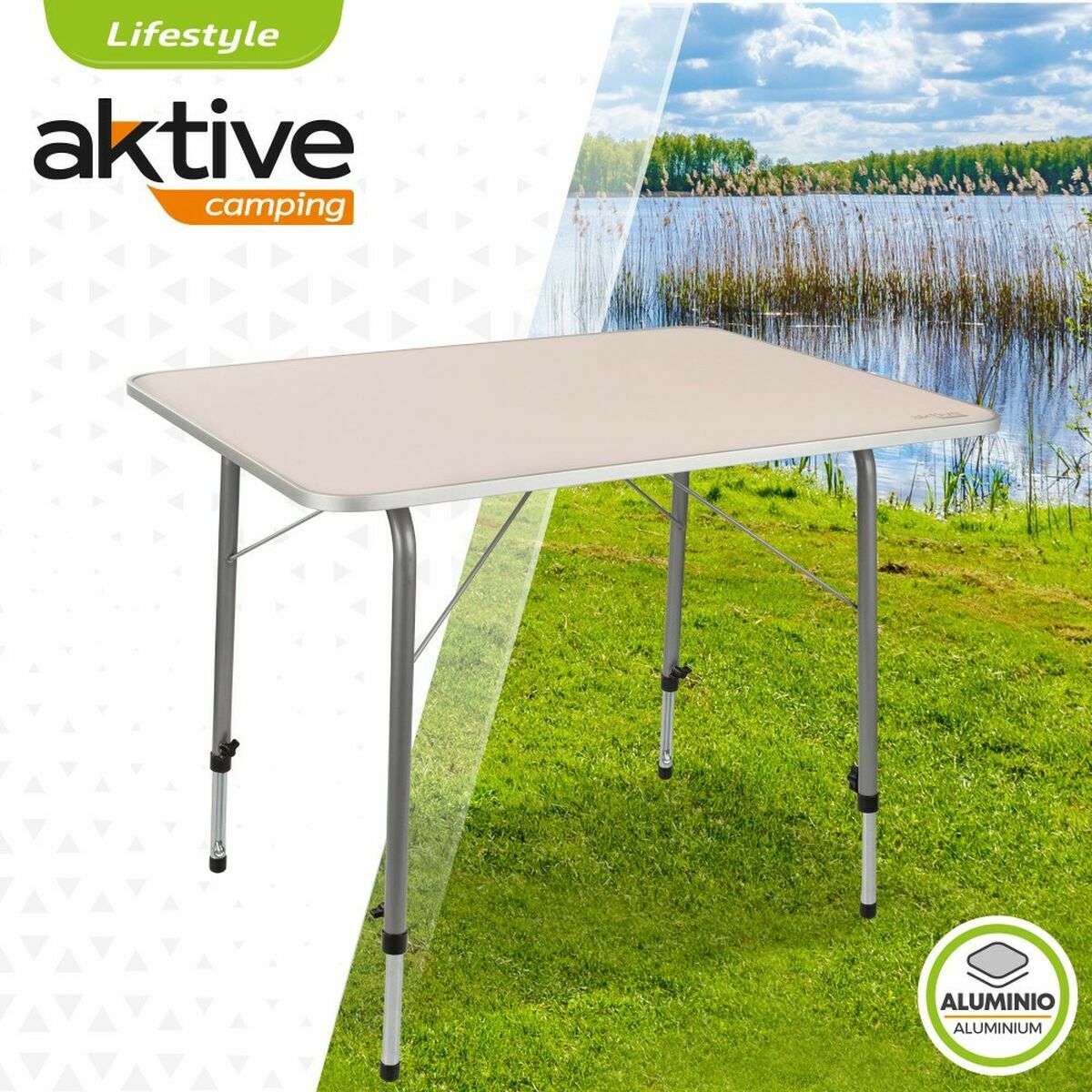 Bord Aktive 80 x 60 cm Vit Hopfällbar Camping - 2