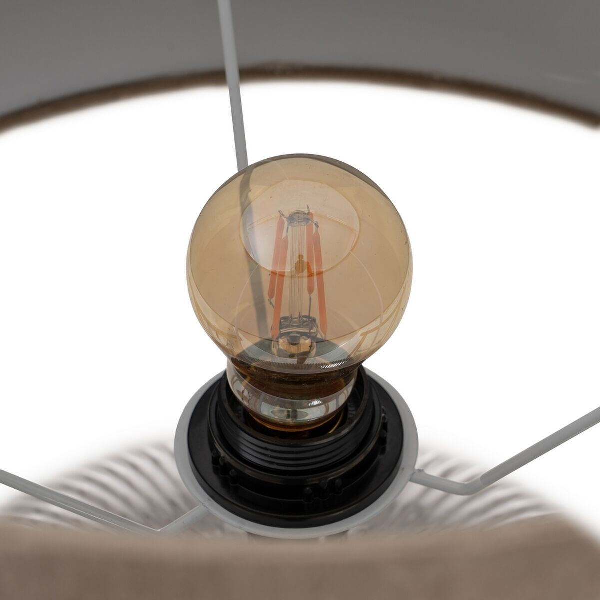 Bordslampa Beige Polyester Metall Glas 60 W 220-240 V 43 x 43 x 66 cm - 6