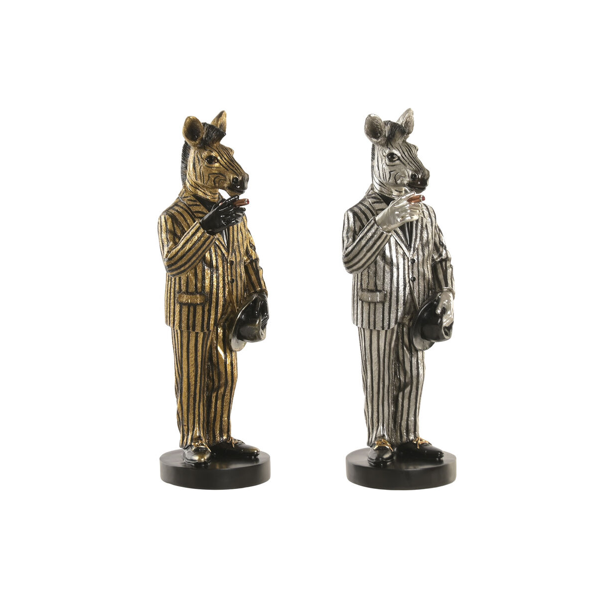 Prydnadsfigur Home ESPRIT Gyllene Silvrig Zebra Loft (2 antal)