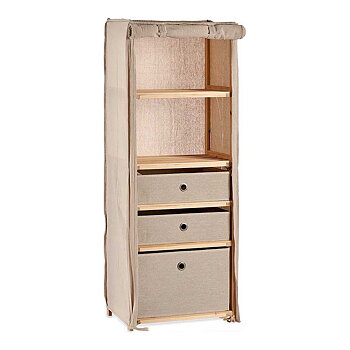 Bokhylla Kipit Brun Beige Trä Tyg 28 x 113 x 42 cm