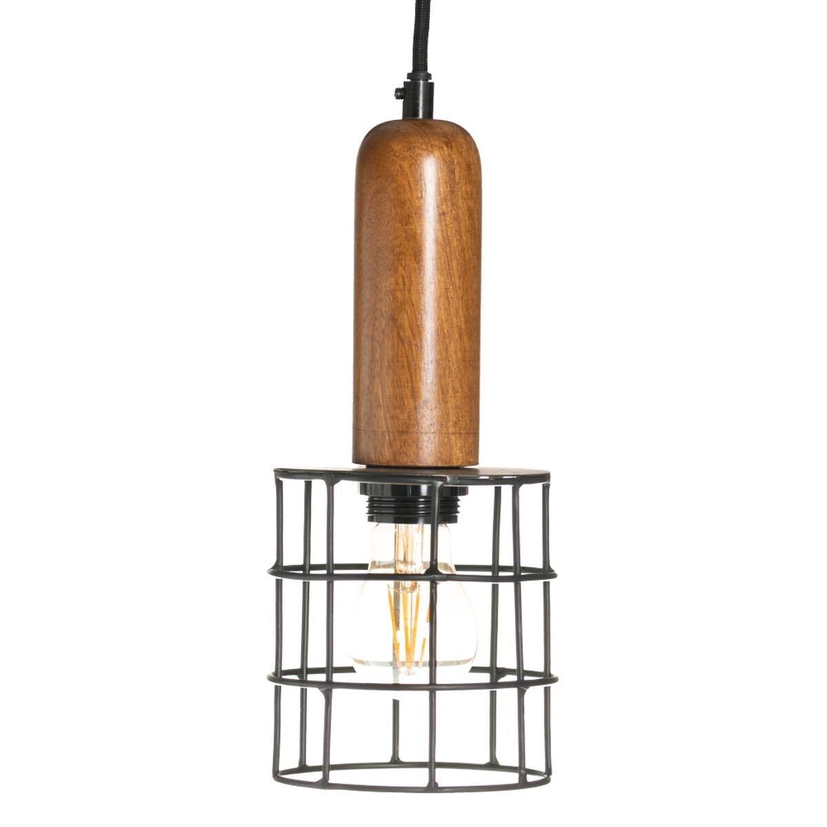 Taklampa 12 x 12 x 27 cm Naturell Gyllene Trä Järn 220 V Mangoträ 240 V - 5