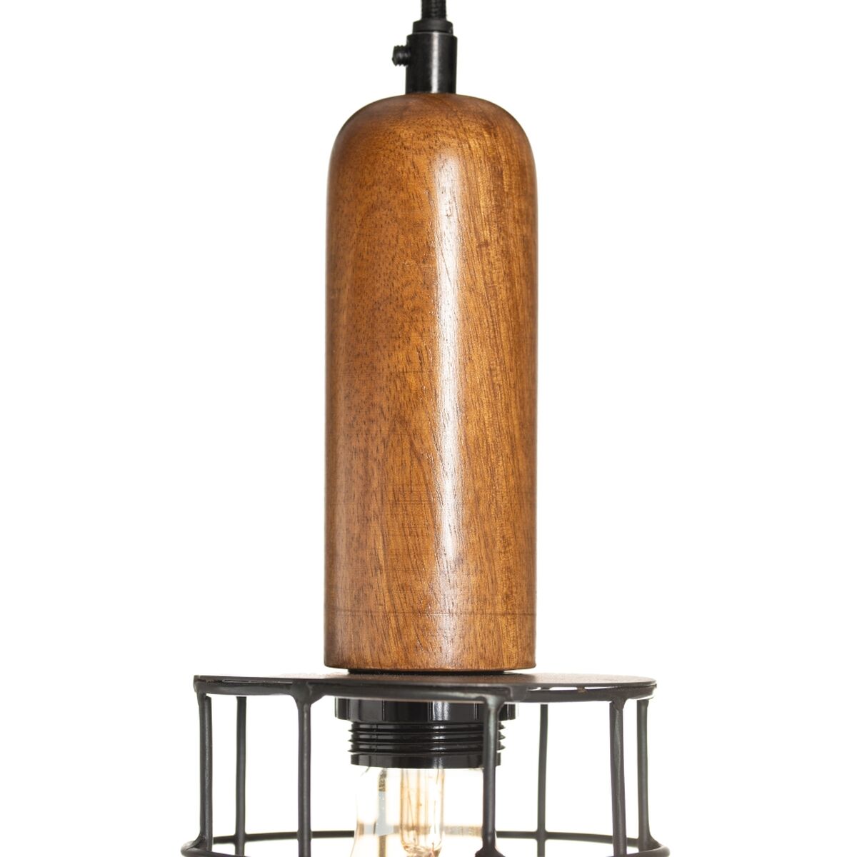 Taklampa 12 x 12 x 27 cm Naturell Gyllene Trä Järn 220 V Mangoträ 240 V - 6