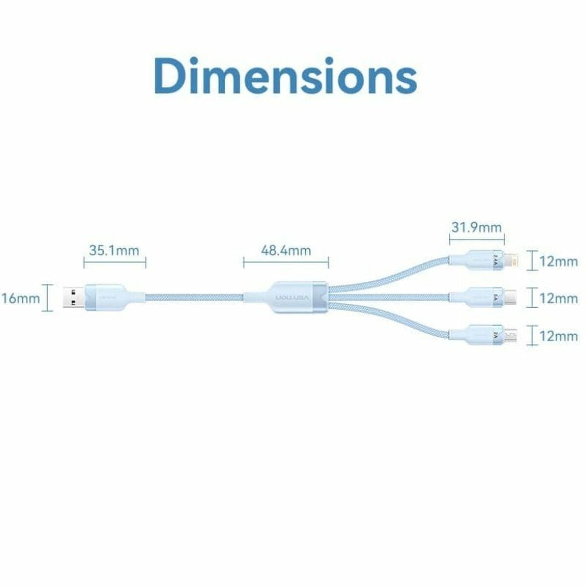 Kabel USB till Lightning Vention CTRBG - 3