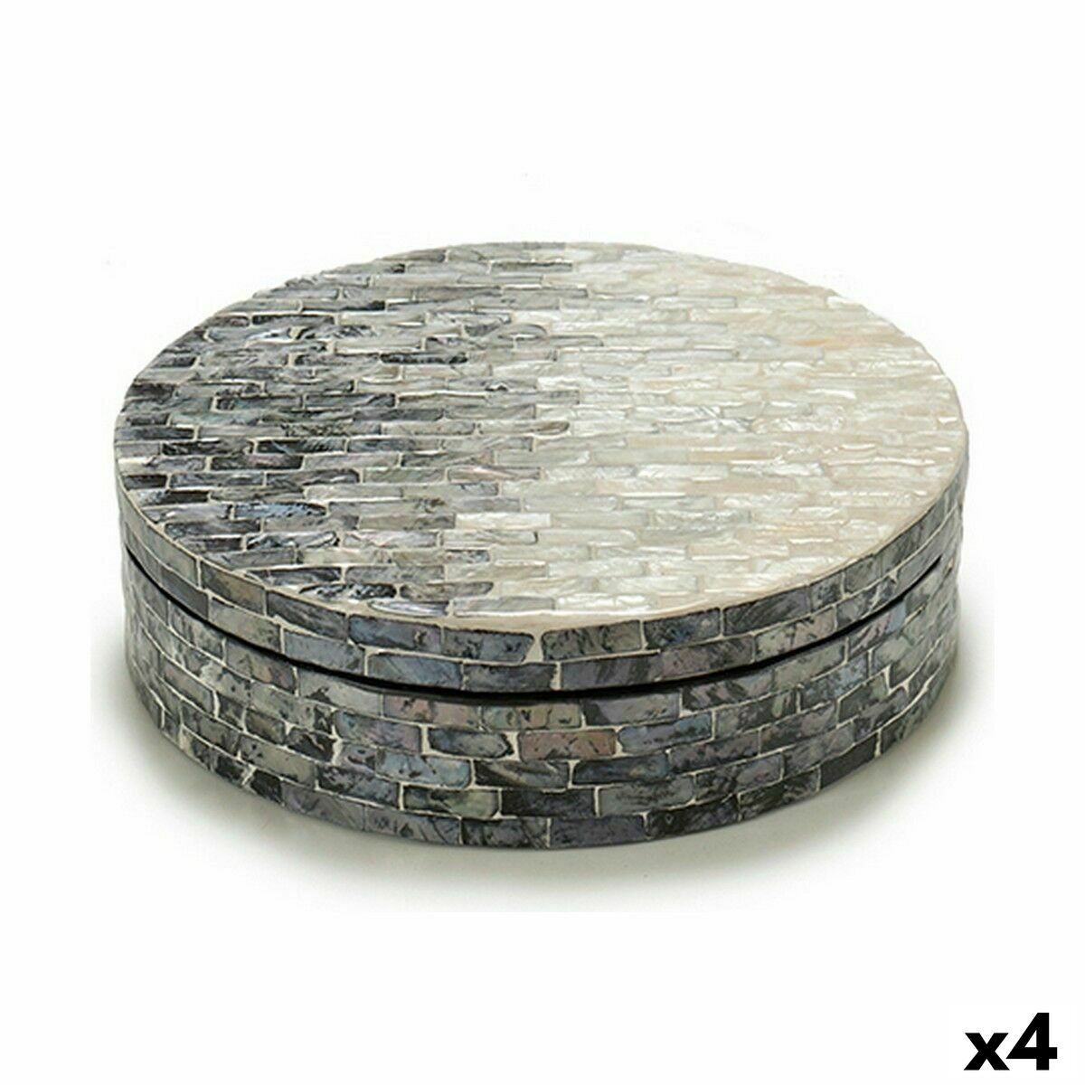 Dekorationslåda Gift Decor Vit Svart Silvrig Silver Pärlemor spånskiva (4 antal) - 4