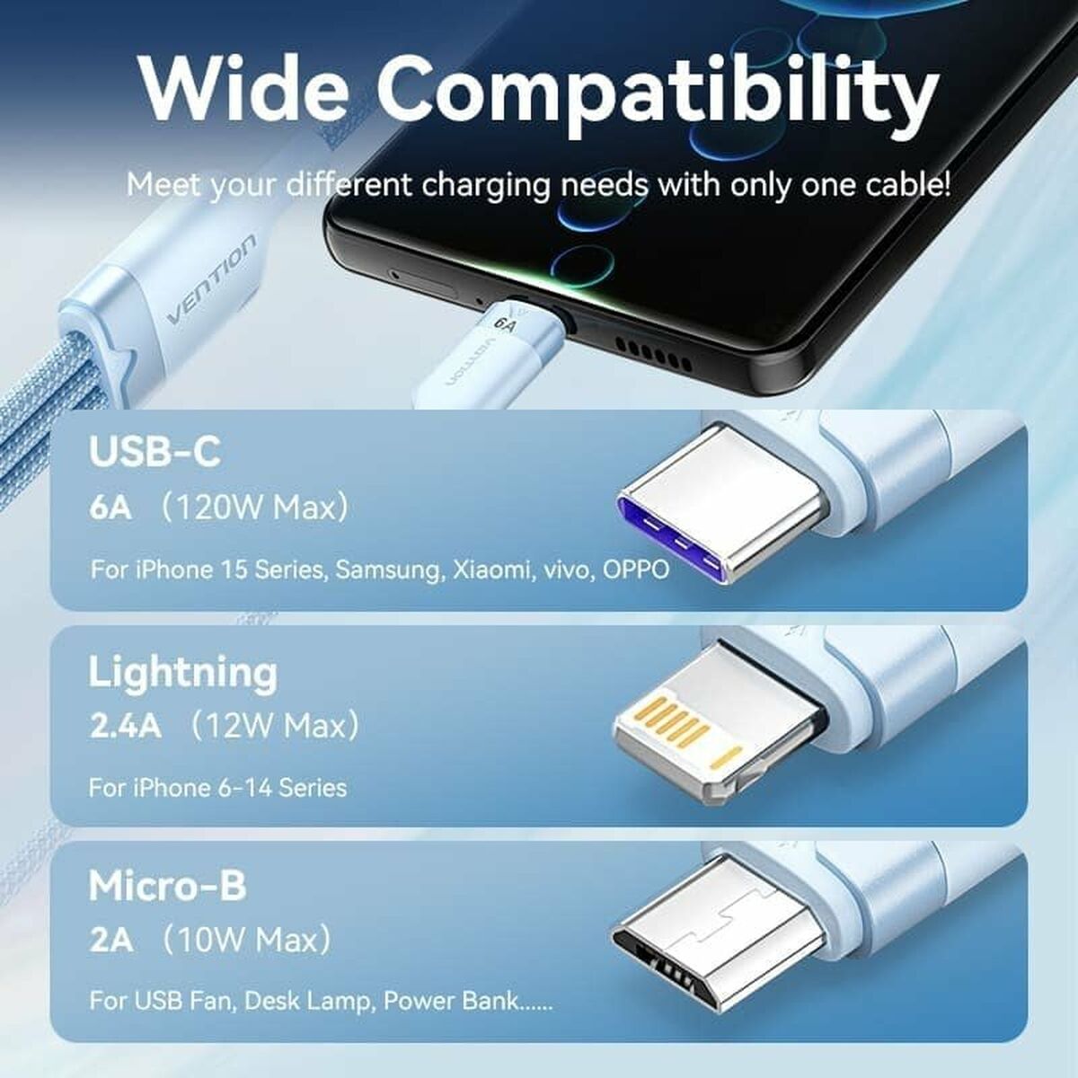 Kabel USB till Lightning Vention CTRPG - 2