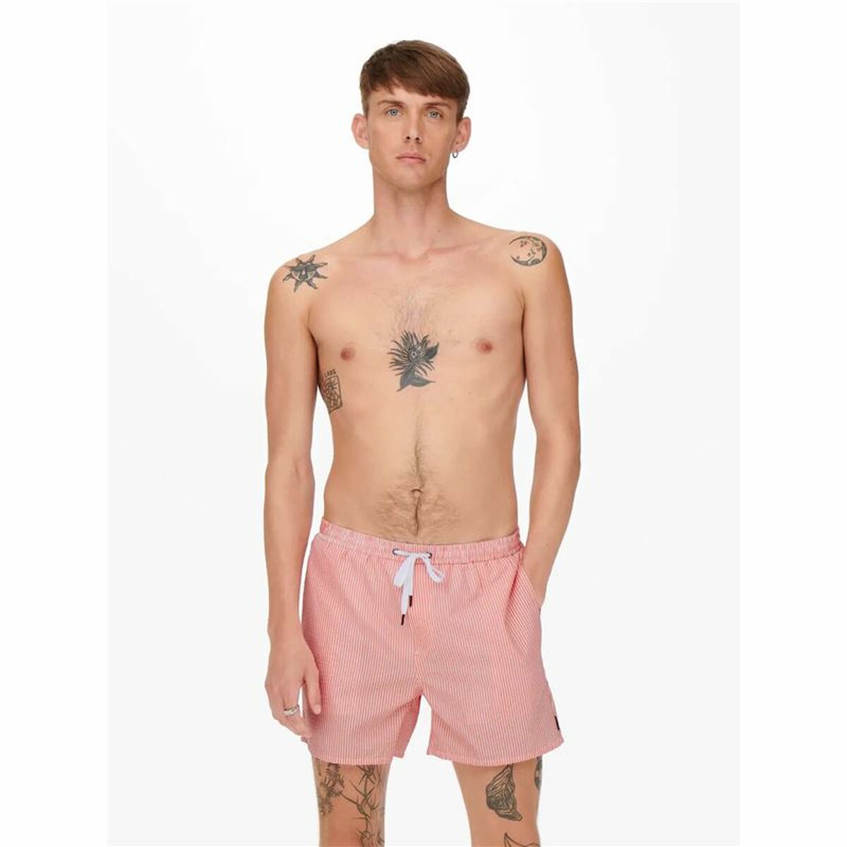 Baddräkt Herr Only & Sons Onsted Stripe Seersucker Rosa - 3