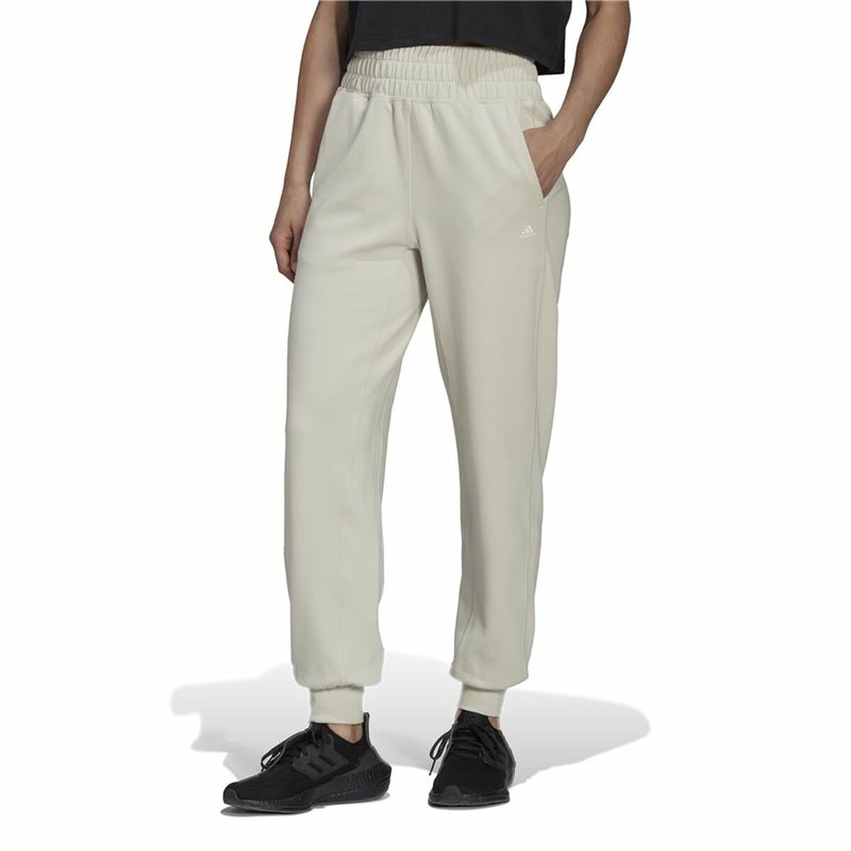 Långa träningsbyxor Adidas Aeroready Studio Kvinna Beige - 2