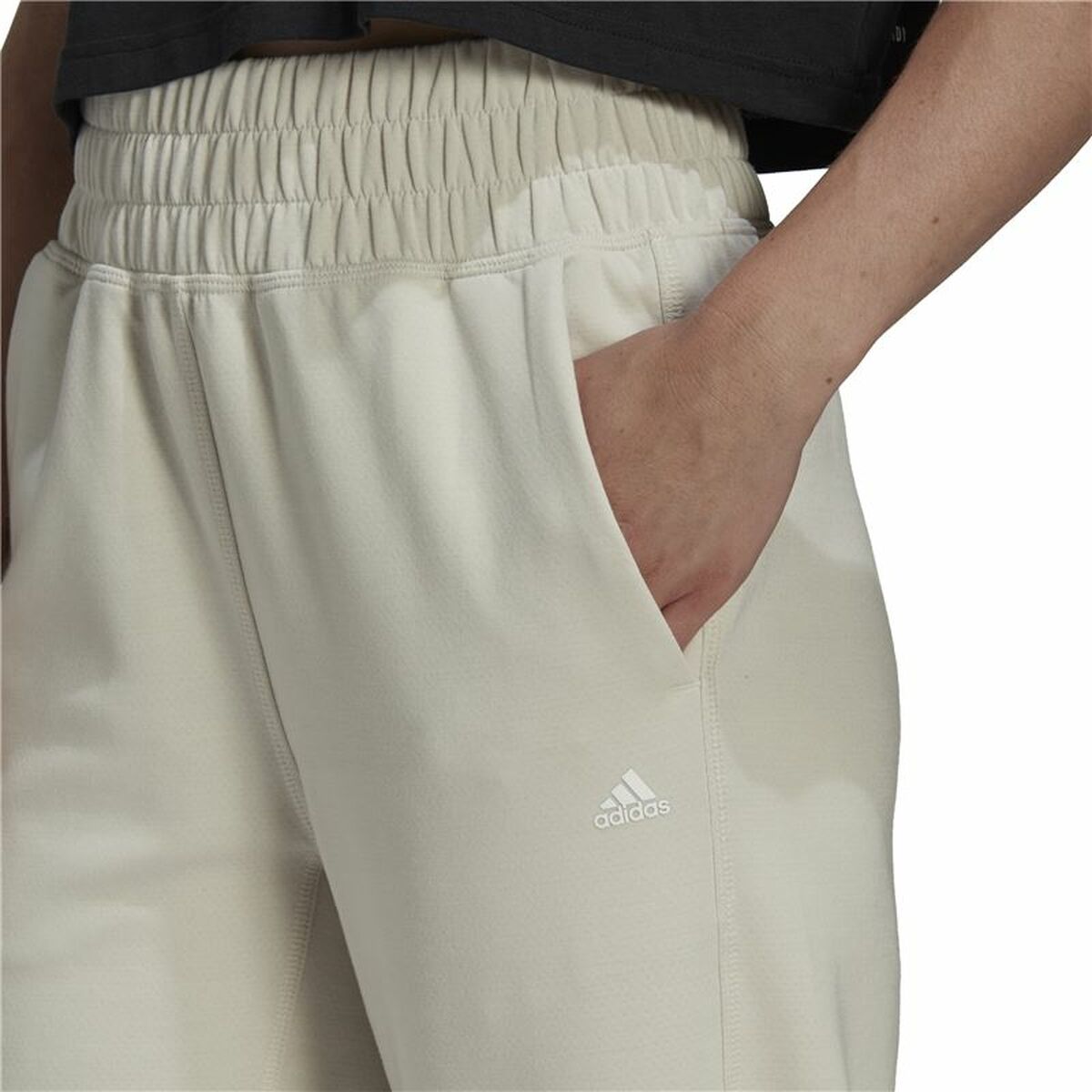 Långa träningsbyxor Adidas Aeroready Studio Kvinna Beige - 5